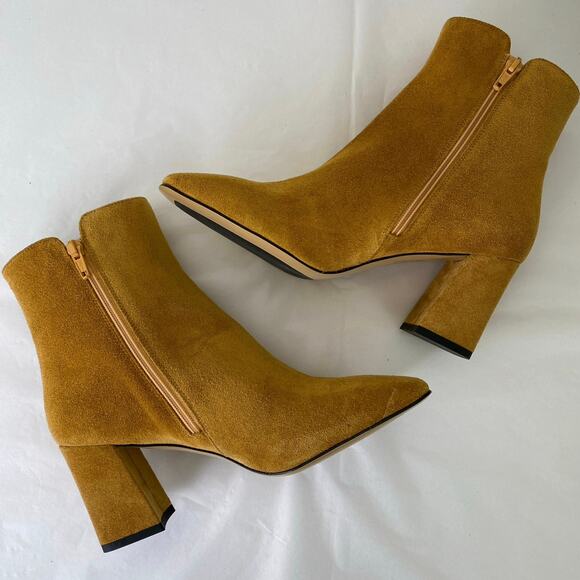 Clorinda Antinori Vera Suede Boots Size 37 or 7 Segale Tan Leather Square Toe - Picture 8 of 15